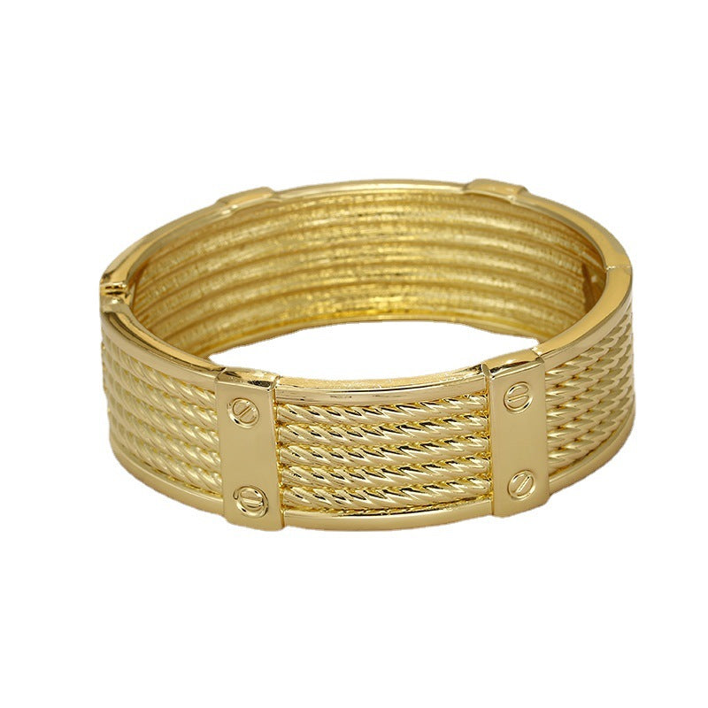 Joker Lock Wide Design Gold Bracelet - Vienna Verve Collection