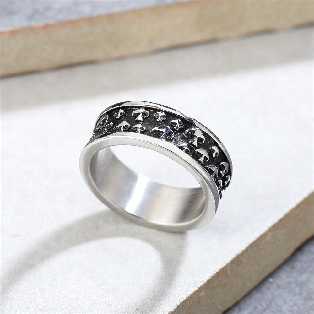 Wholesale Retro European and American Mushroom Titanium Steel Ring