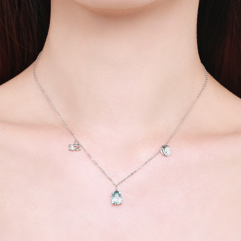 Sterling Silver Zodiac Necklace with Zircon Detail