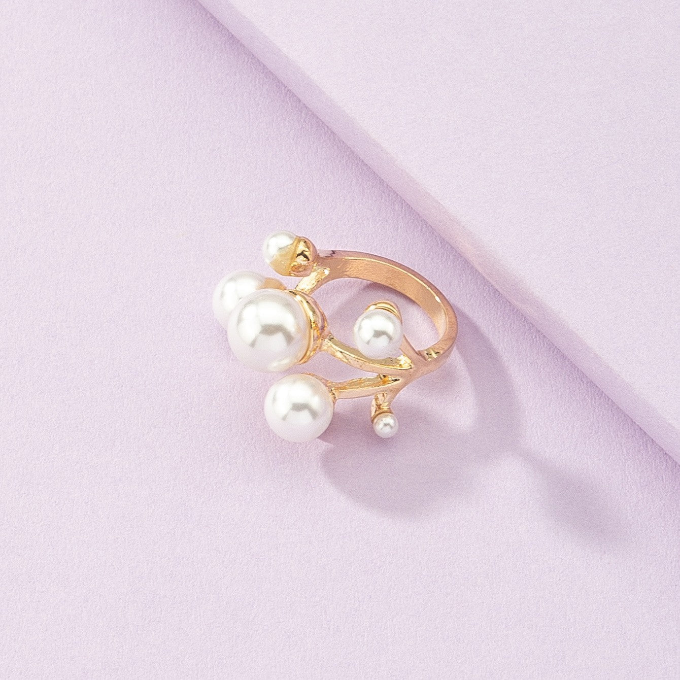 Extravagant Pearl Ring with Irregular Hollow Design - Vienna Verve Collection