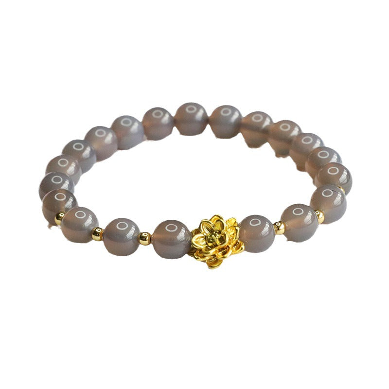 Golden Lotus Sterling Silver Chalcedony Bracelet