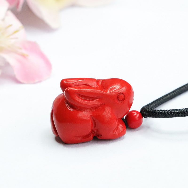 Favorable Fortune Red Sand Cinnabar Rabbit Pendant Jewelry