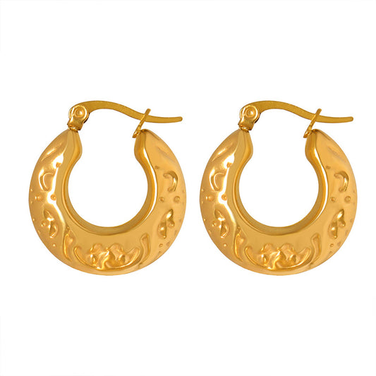 Exaggerated Gold Circle Earrings with Niche Design for Women