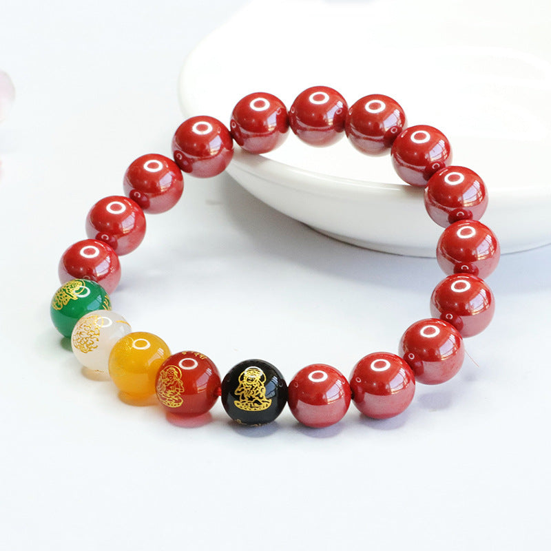 Emperor Sand Fifth Road Fortune's Favor Sterling Silver Bracelet with Cinnabar Stone and Agate