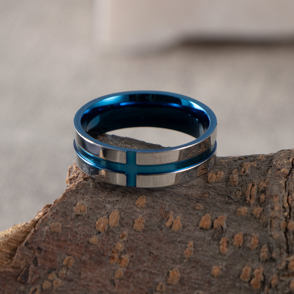 Personalized Stainless Steel Bottle Opener Ring - Fashionable Korean Edition Tail Ring for Men in Blue, Sizes 8-13