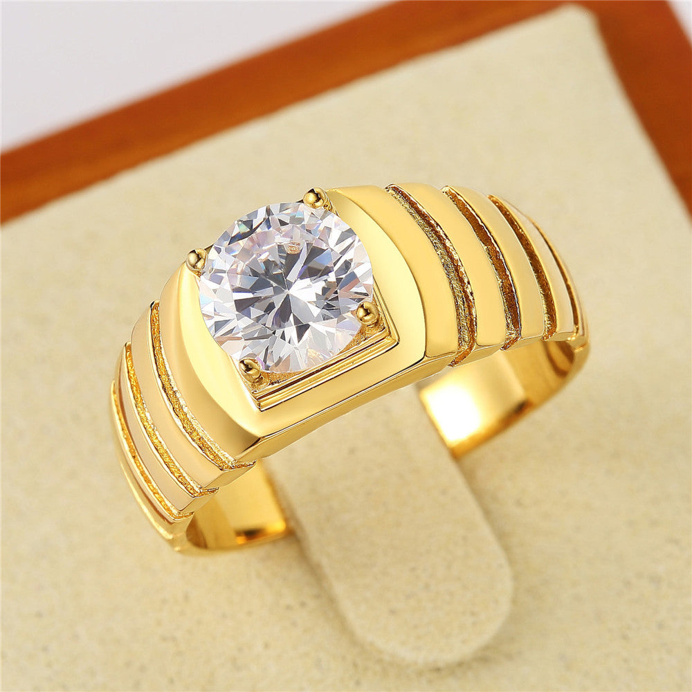 Men's Titanium Steel Zircon Wedding Party Ring