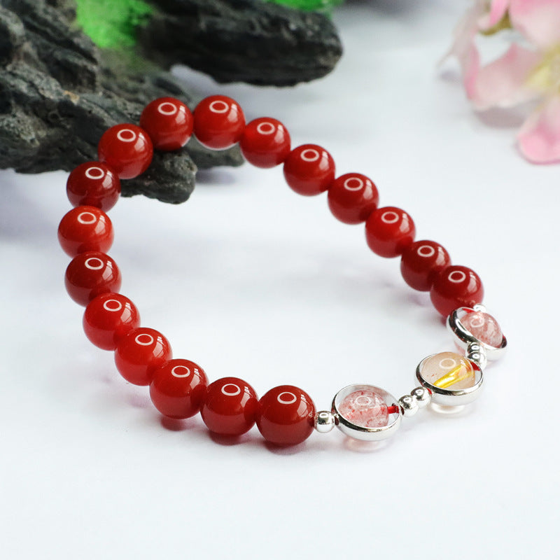 Fortune's Favor Agate and Crystal Sterling Silver Bracelet