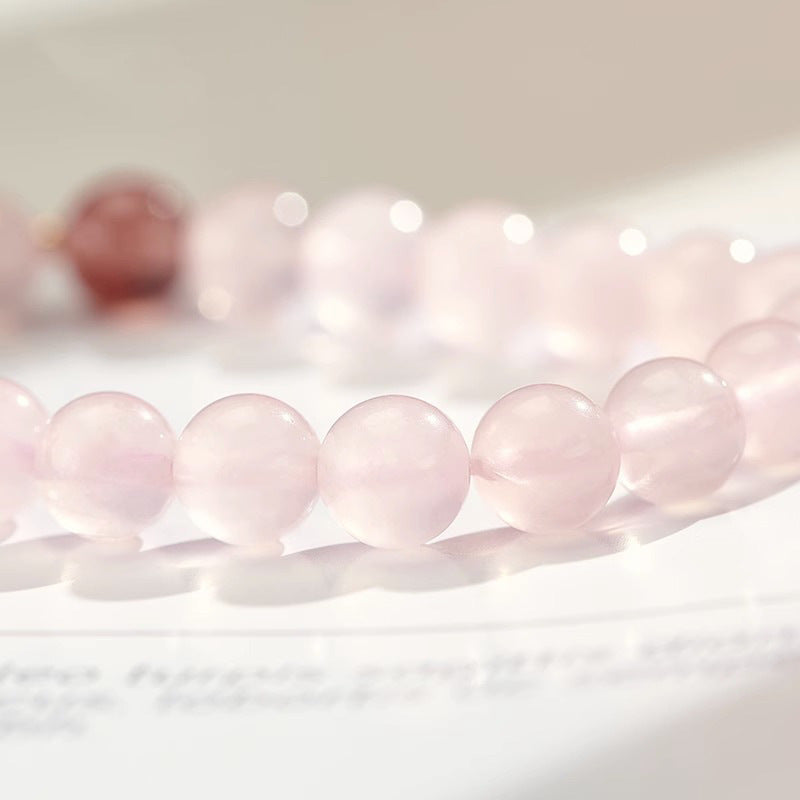 Strawberry Pink Crystal Pixiu Bracelet for Women - Sterling Silver Jewelry