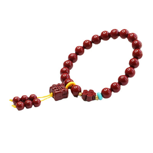 Peach Blossom Blessing Cinnabar Stone Handchain Bracelet