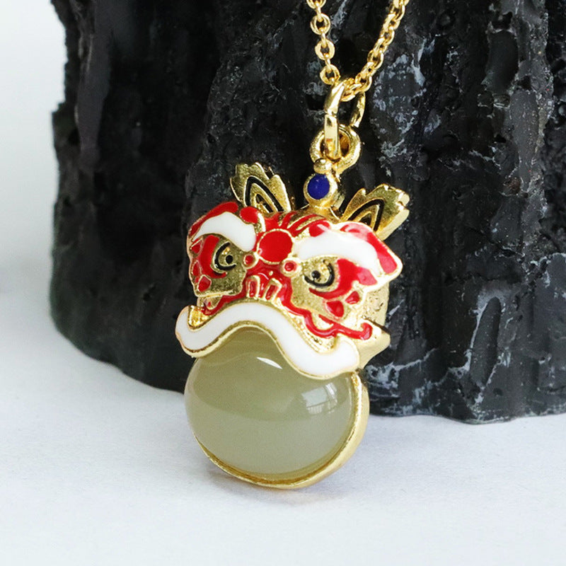 Jade Lion Rising Pendant Inspired by Chinese Aesthetics