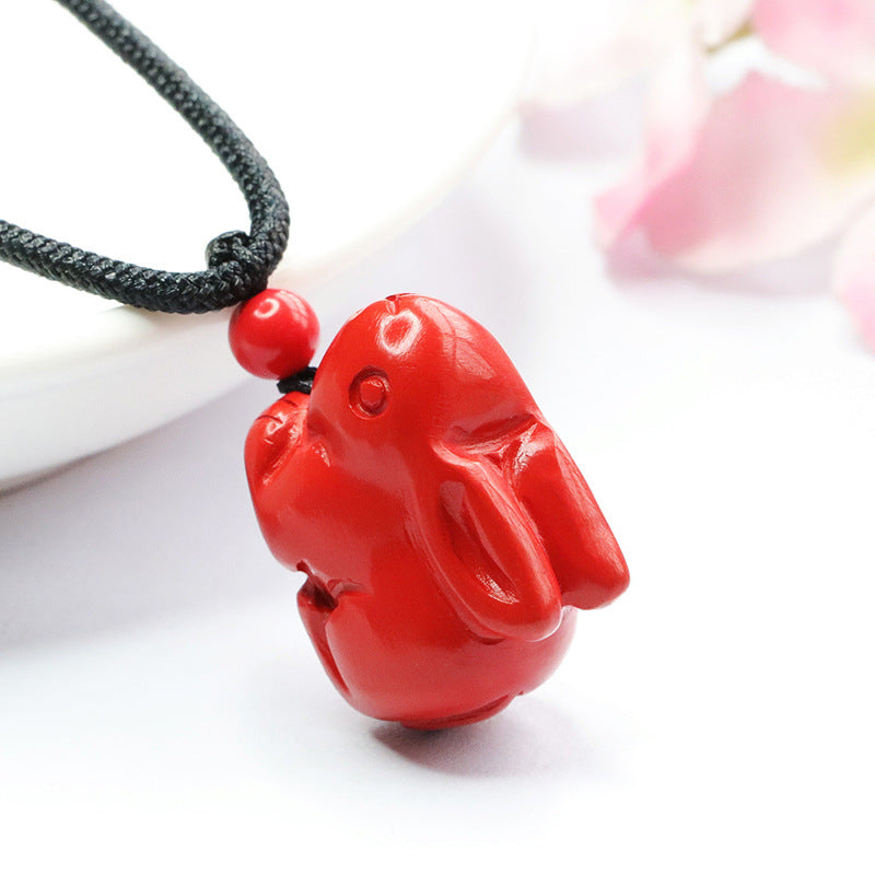 Favorable Fortune Red Sand Cinnabar Rabbit Pendant Jewelry