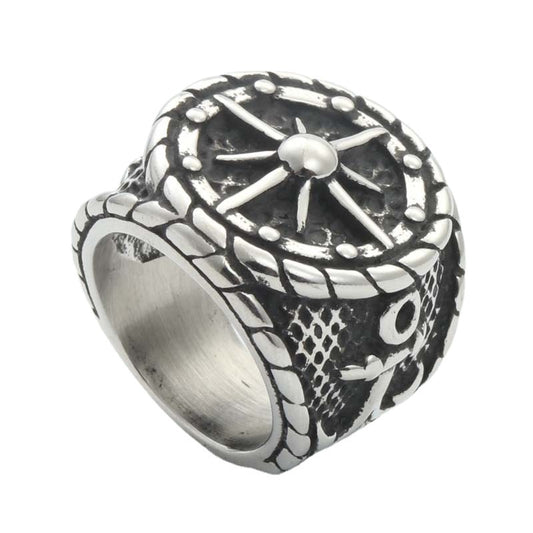 Titanium Steel Compass Ring for Men - Retro Punk Direction Pointer Jewelry