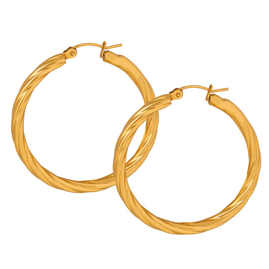 Exaggerated Circle Earrings with Glossy Finish in Titanium Steel