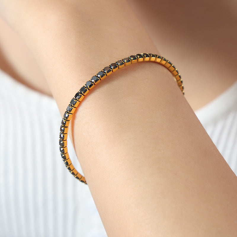 Luxurious Zircon-Adorned Titanium Steel Gold-Plated Bracelet for Women