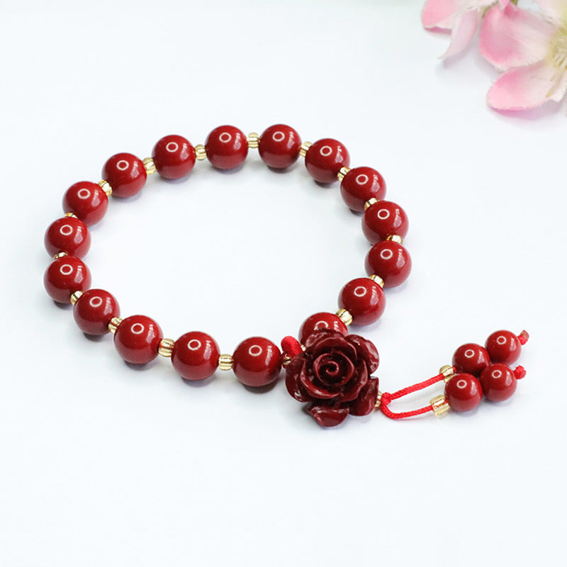 Fortune's Favor Sterling Silver Cinnabar Stone Bracelet