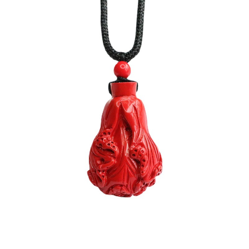 Red Sand Cabbage Pendant with Cinnabar Stone in Sterling Silver