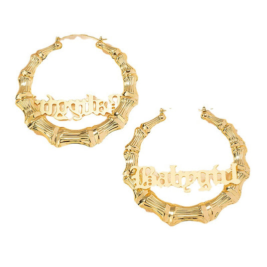 Golden Punk Street Style Bamboo Earrings for Babygirl