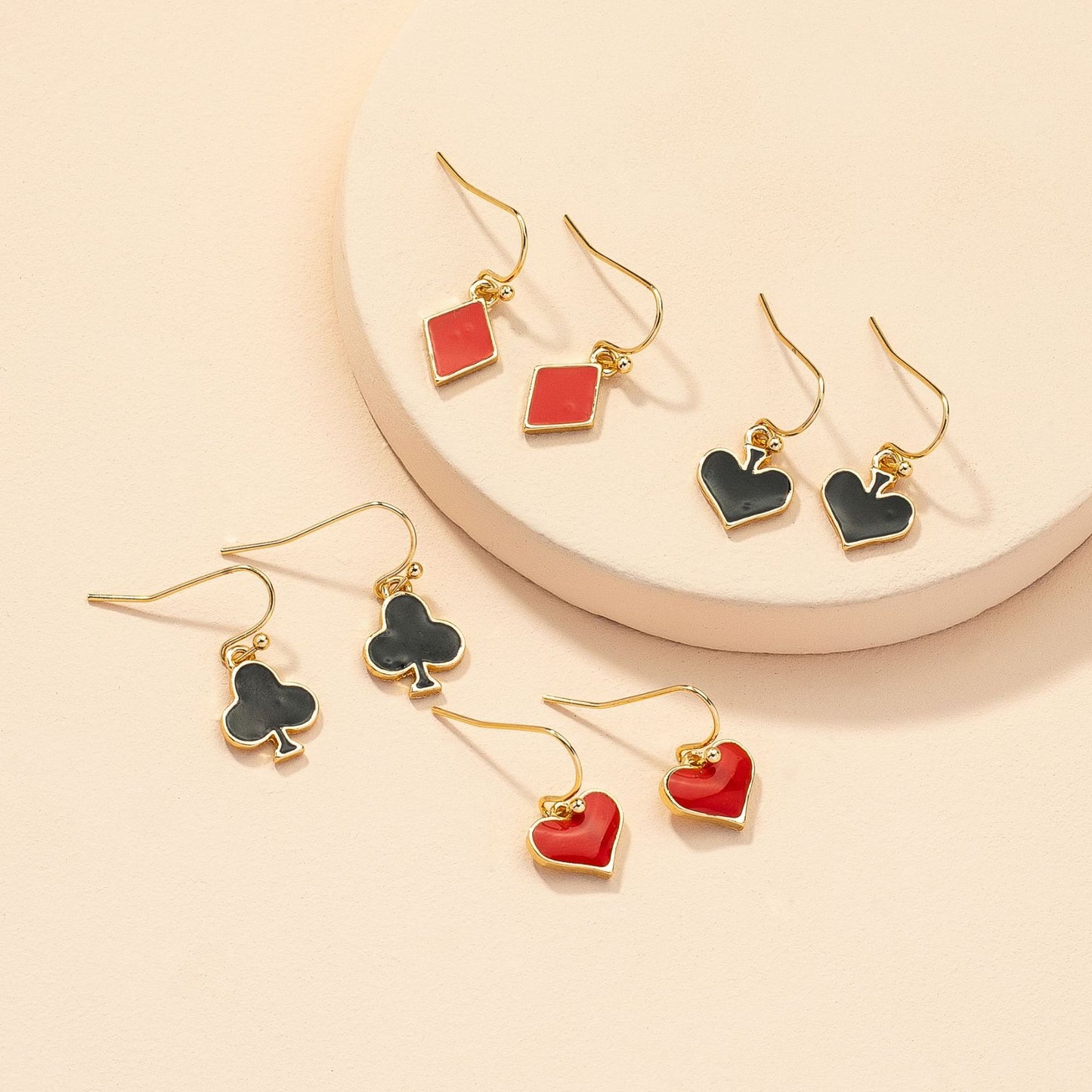 Geometric Glazed Poker Earrings Set with Independent Packaging