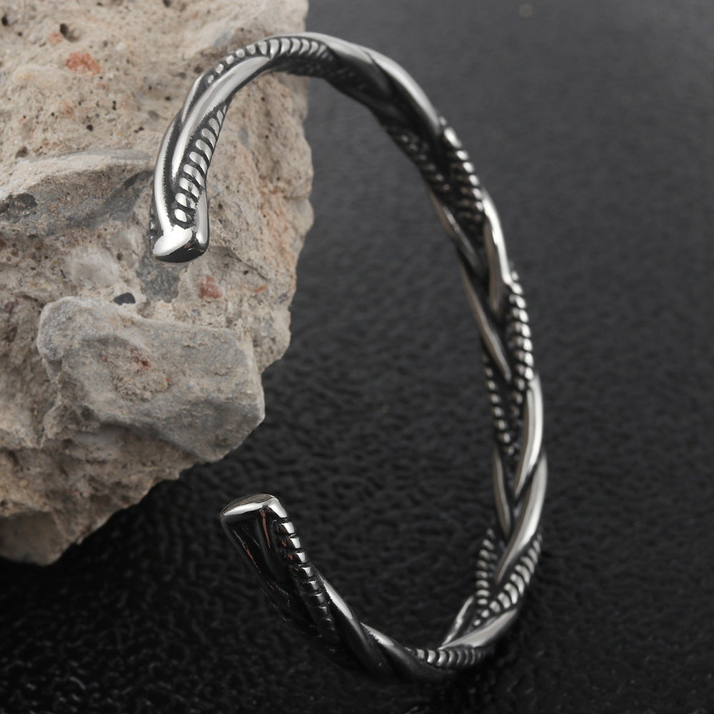 Titanium Steel Woven Bracelet for Men - Modern Twist Design & Durable Elegance