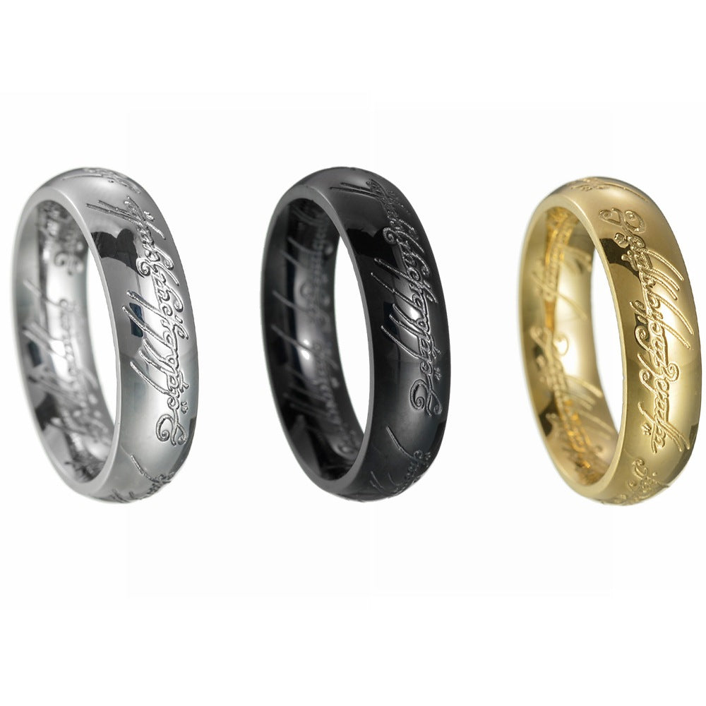 Royal Titanium Steel Men's Ring - 6mm Lord of the Rings Collection