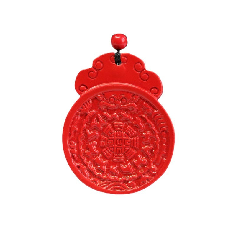 Red Sand Cinnabar Pendant with Nine Palaces Bagua Influence