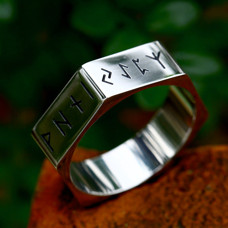 Titanium Steel Viking-Inspired Hexagonal Nut Ring for Men - Japanese and Korean Fashion