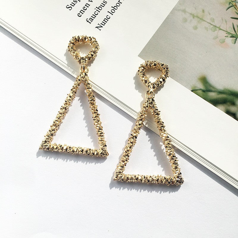 Planderful Collection: Vienna Verve Metal Geometric Earrings - European Style