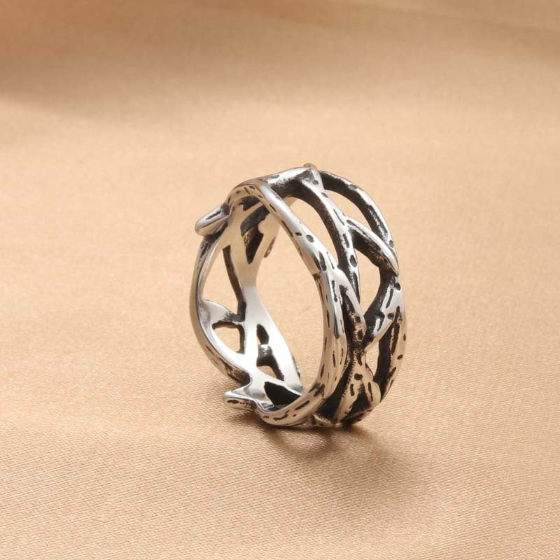 Urban Edge Titanium Steel Thorn Ring for Men - Trendy Couple's Gift