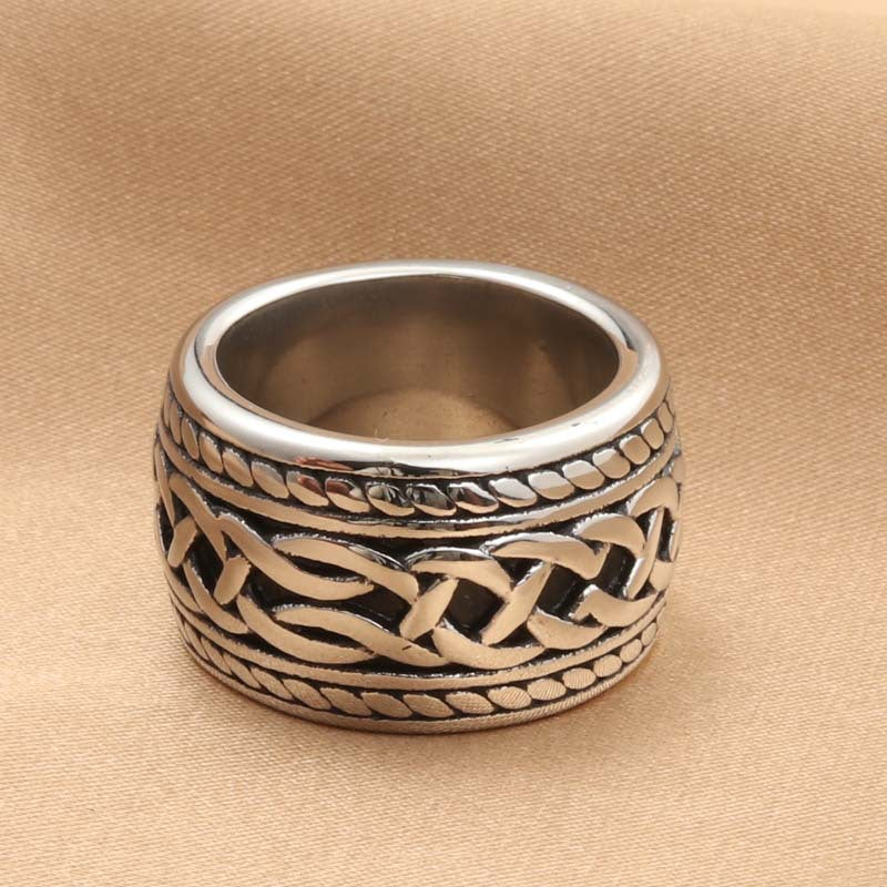 Titanium Steel Retro Twist Knot Ring for Men - Trendy Stainless Steel Finger Accessory