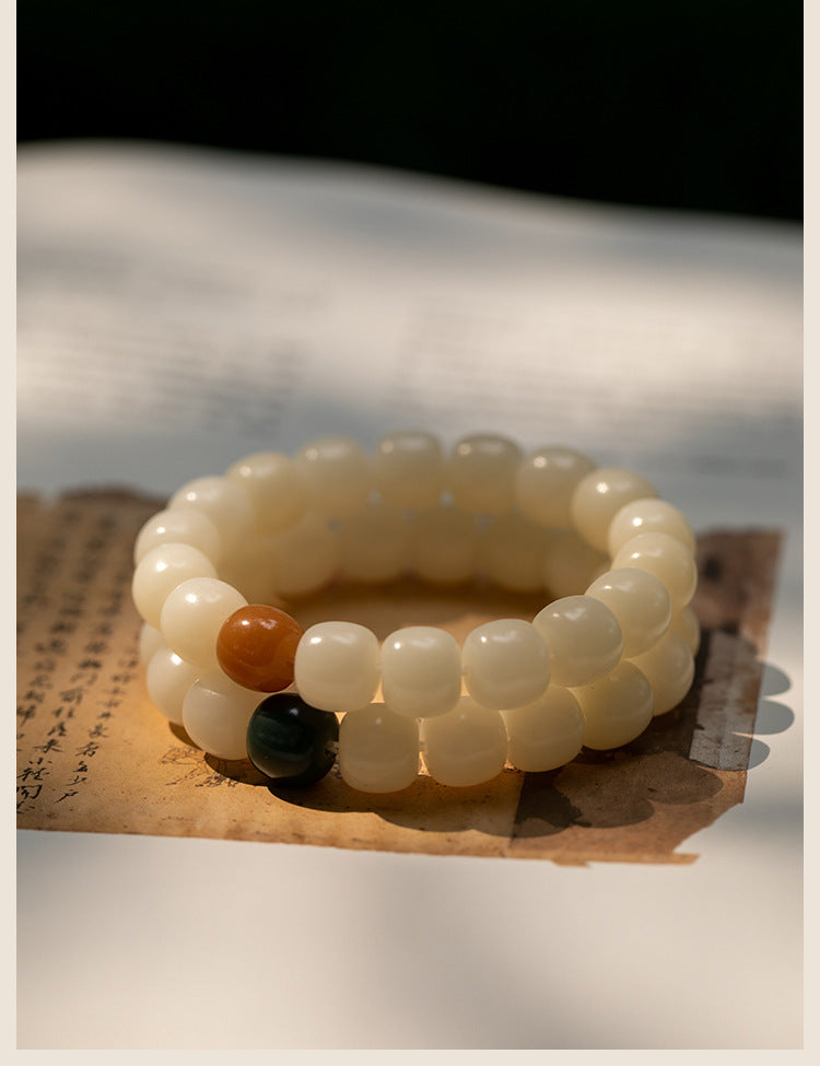 Fortune's Favor Sterling Silver Jade Bodhi Root Bracelet