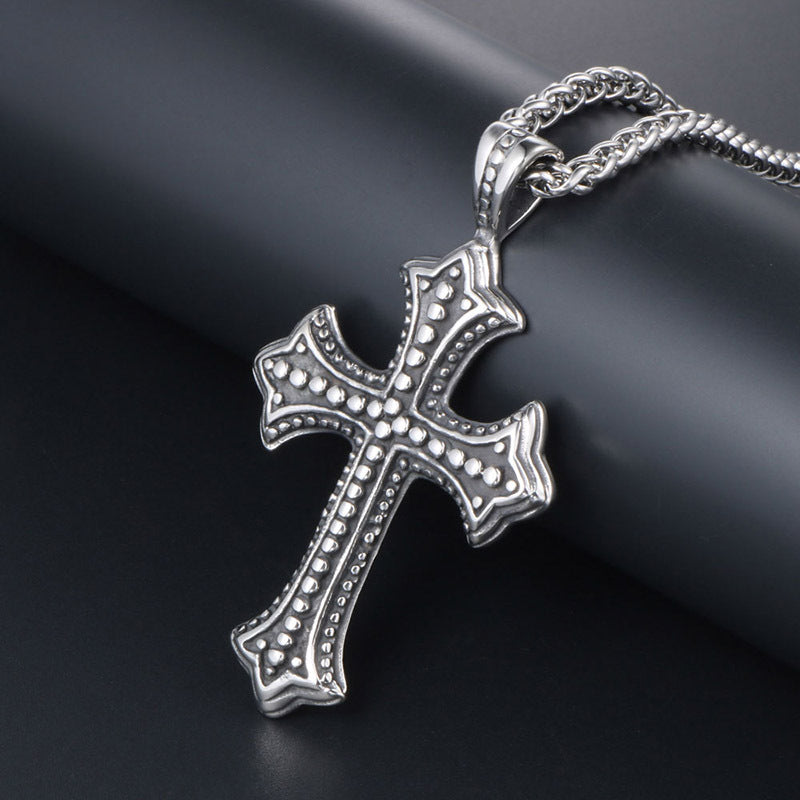 Korean-Inspired Titanium Steel Cross Pendant Necklace for Men – Unique Fashion Accessory