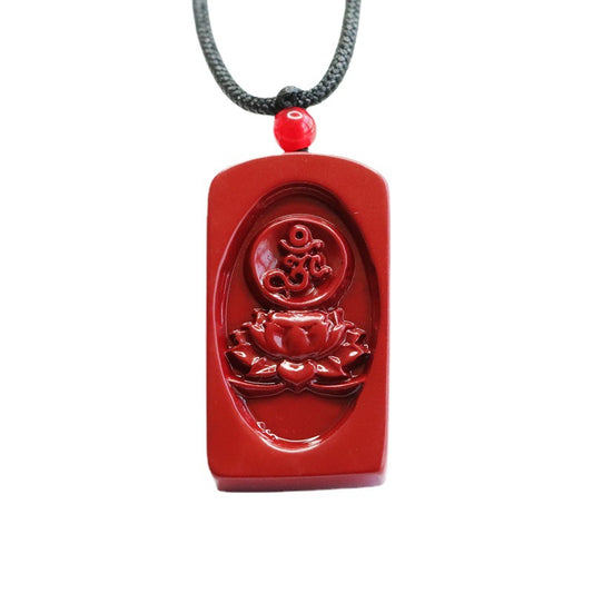 Vermilion Sand Pendant with Purple Gold Design and Cinnabar Stone