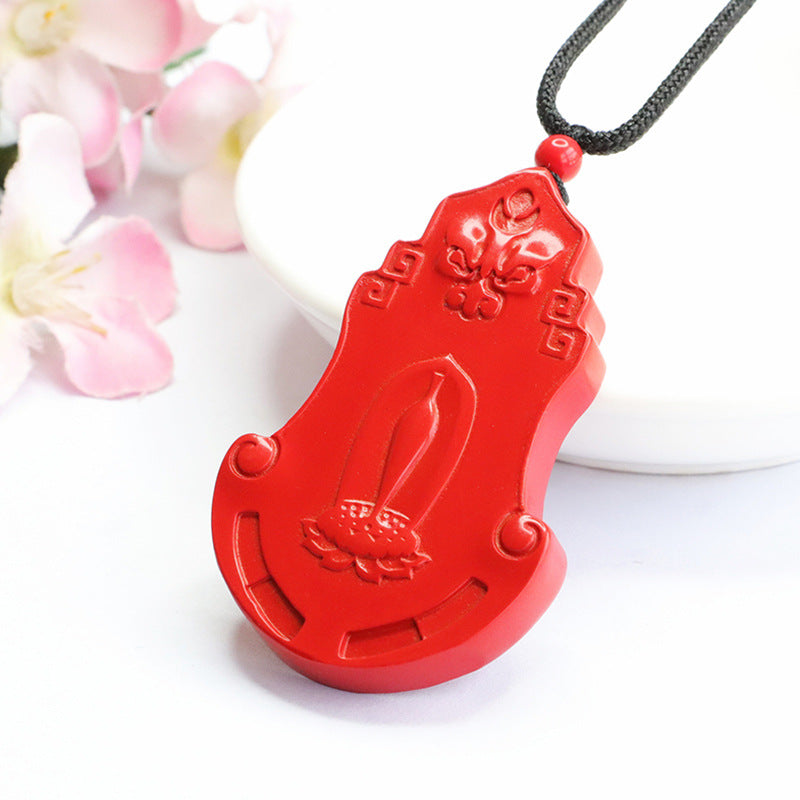 Auspicious Beast Sterling Silver Pendant With Vibrant Cinnabar Stone