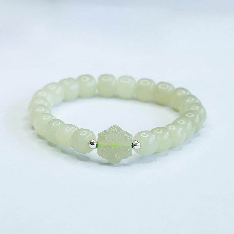 Fortune's Favor Sterling Silver Jade Bead Bracelet for Women