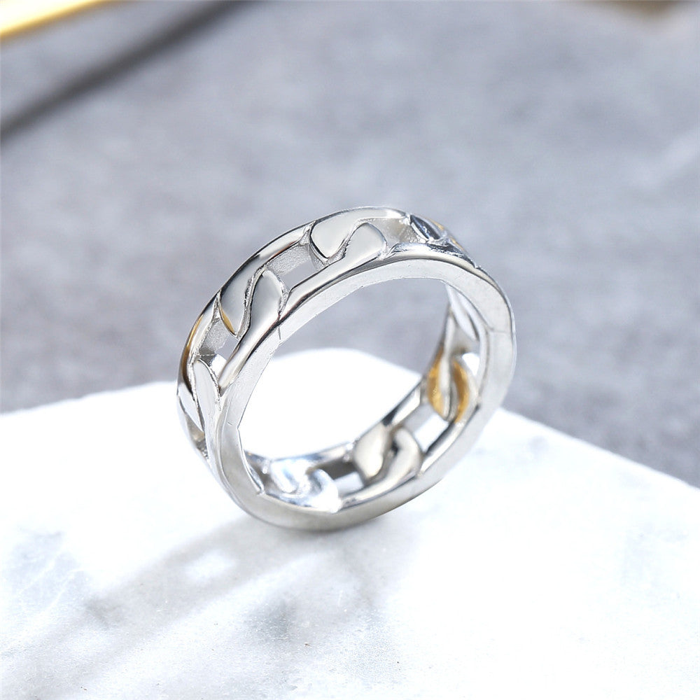 Everyday Genie Titanium Steel Ring with Cold Wind Chain Design