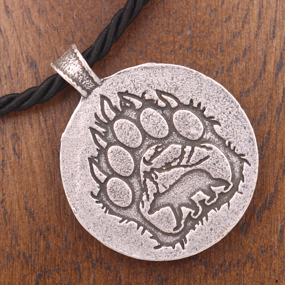 Viking Bear Claw Rune Pendant Alloy Necklace from Planderful - Norse Legacy Collection