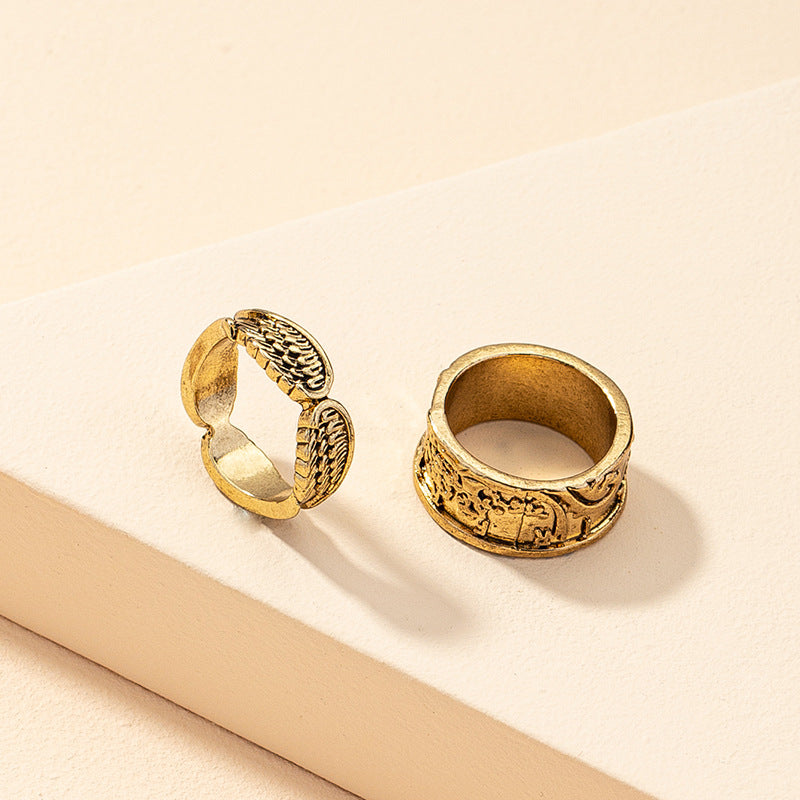 Vintage Wing Texture Ring Set - Vienna Verve Collection