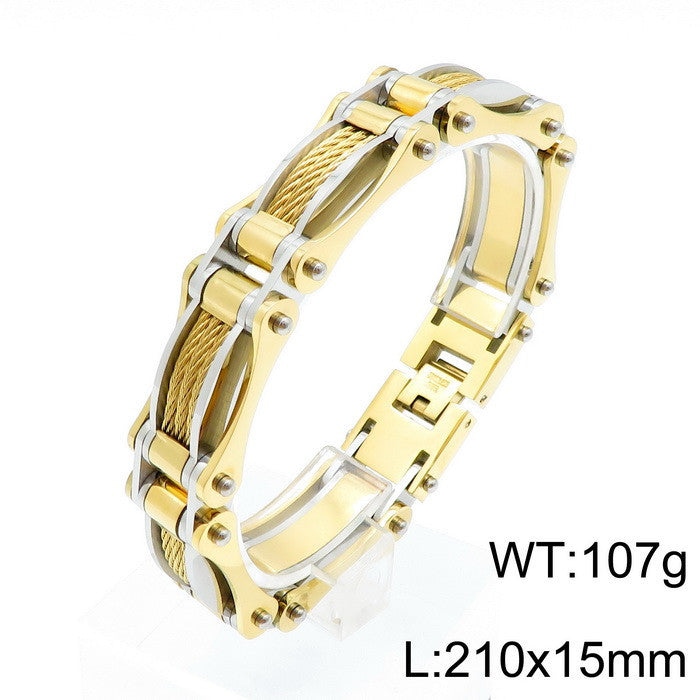 Men's Titanium Steel Bracelet - European and American Fashion Steel Wire Design for Wholesale