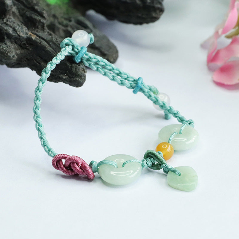 Jade Leaf Sterling Silver Bracelet with Safety Buckle