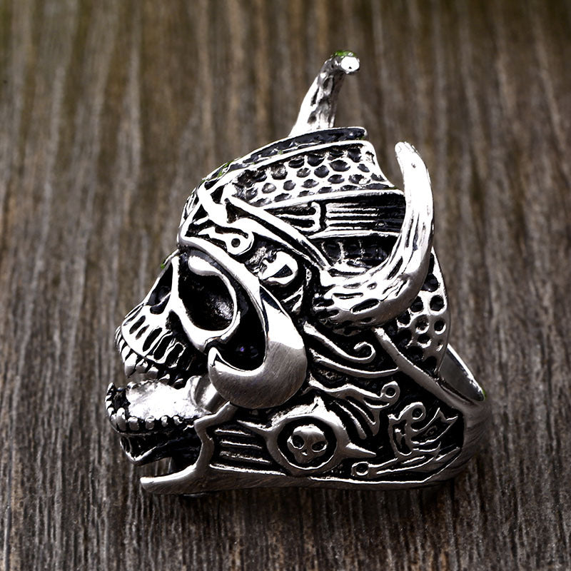 Viking Warrior Skeleton Helmet Ring for Men - Stainless Steel Jewelry Wholesale, European & American Trade Collection