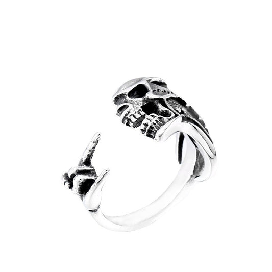 Men's Adjustable Skull Ring - Retro Punk Titanium Steel Design in Stainless Steel