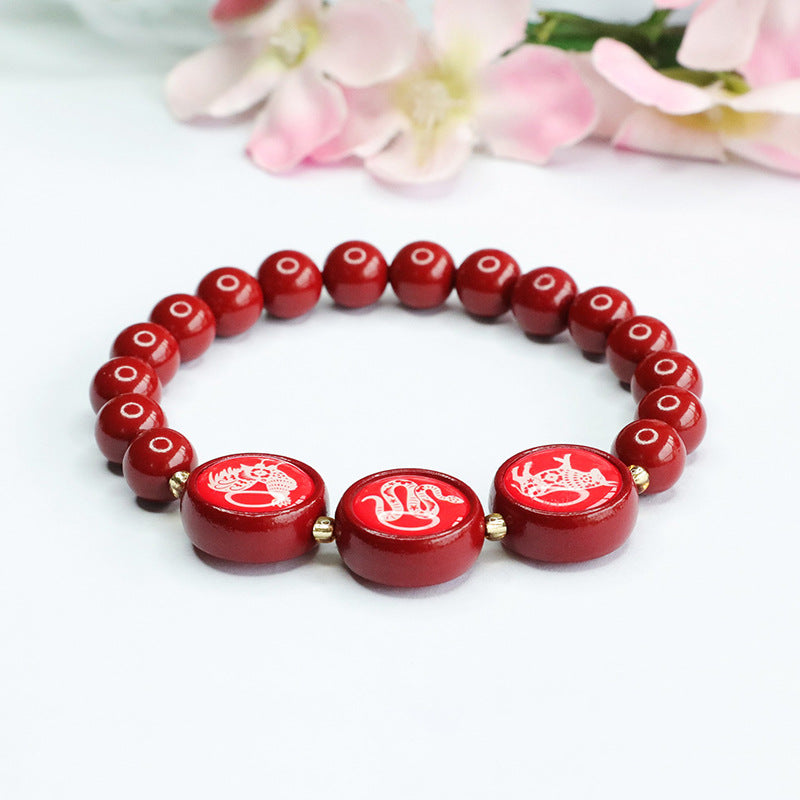 Cinnabar Zodiac Bracelet With Sterling Silver