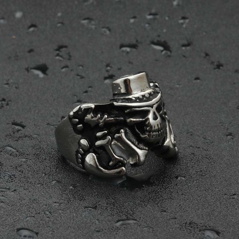 Titanium Steel Skull Ring for Men – Retro Goth Punk Jewelry Directly from Manufacturer