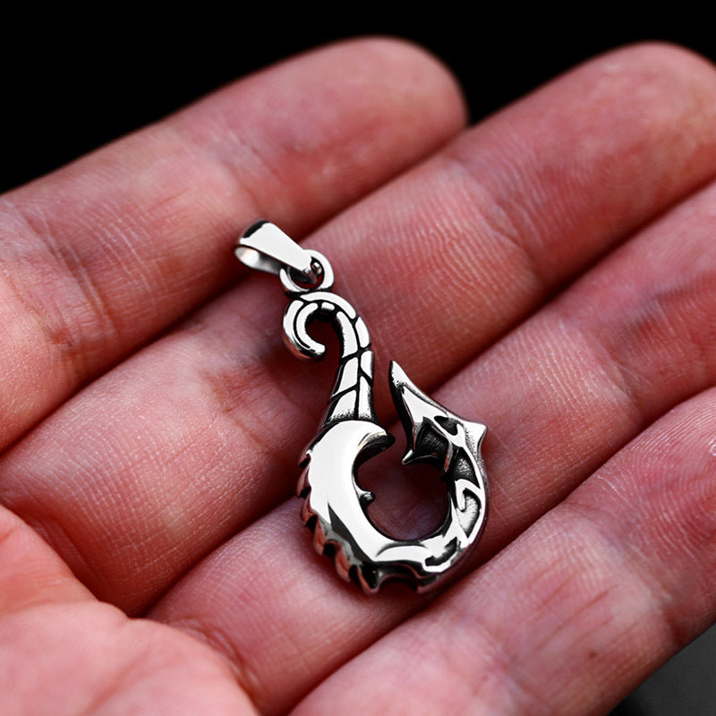 Wholesale Retro Fishhook Titanium Steel Pendants for Men - European and American Stainless Steel Jewelry Manufacturers