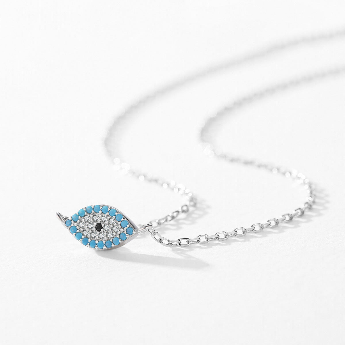 Everyday Genie S925 Sterling Silver Necklace with Turquoise and Zircon Gemstones