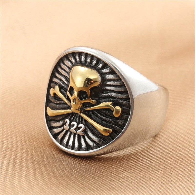 Titanium Steel Gold Skull Ring for Men - Retro Trendy Accessories in Stainless Steel