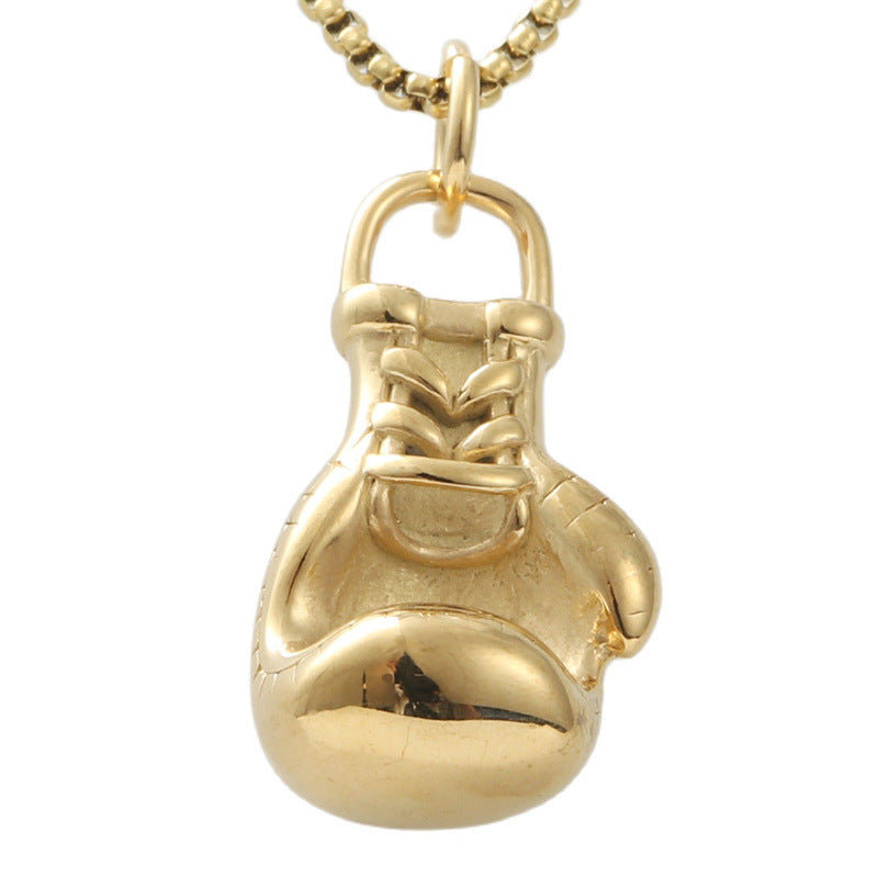 Personalized Retro Titanium Steel Boxing Gloves Pendant Necklace for Men