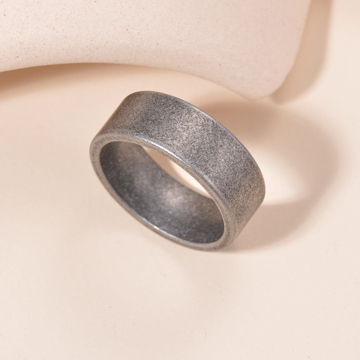 Classic Men's Titanium Ring - Vintage Silver Outdoor Jewelry for Men