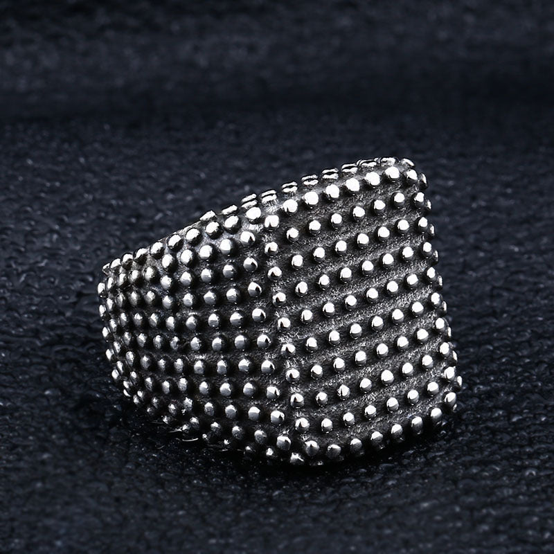 Retro Personalized Stainless Steel Men's Polka Dot Ring - Wholesale European and American Trade