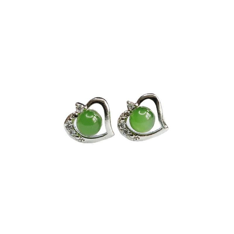 Jade Love Earrings with Sterling Silver Needles